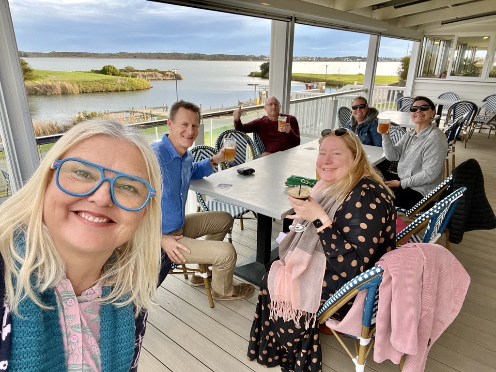 Picture from left to right: Tory, David, Rob, Stacy, Celia and Nyssa at Hindmarsh Island.
