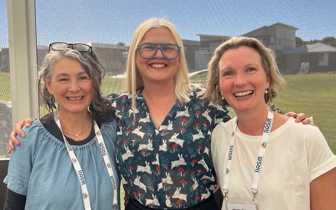 Sharyn Rossrakesh from Melbourne Water, Tory from Truii and Jo Slijkerman from Water Technology. 